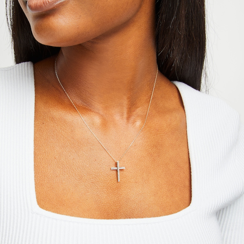Main Image 6 of Diamond Cross Necklace 1/4 ct tw 10K Yellow Gold 18&quot;