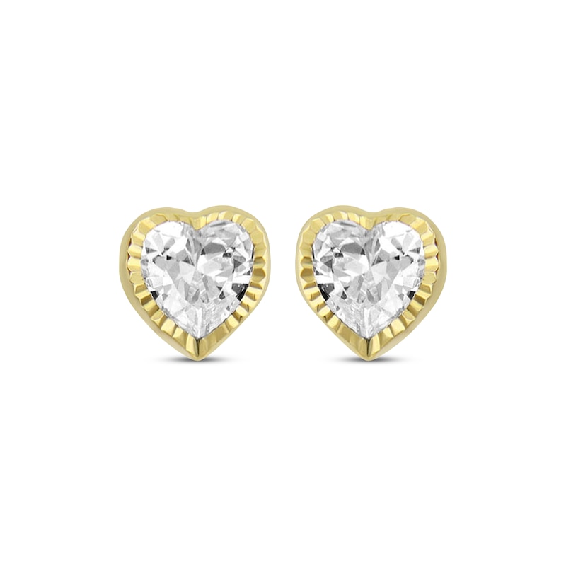 Main Image 2 of Children's Cubic Zirconia Heart Stud Earrings 14K Yellow Gold