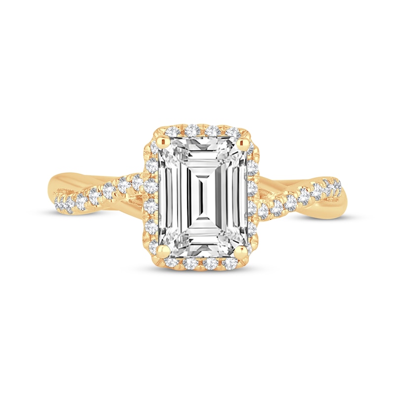 Main Image 3 of Lab-Grown Diamonds Emerald-Cut Engagement Ring 2-1/3 ct tw 14K Yellow Gold