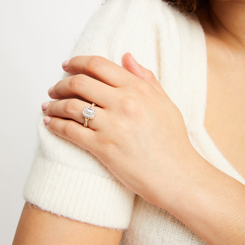 Main Image 4 of Lab-Grown Diamonds Emerald-Cut Engagement Ring 2-1/3 ct tw 14K Yellow Gold