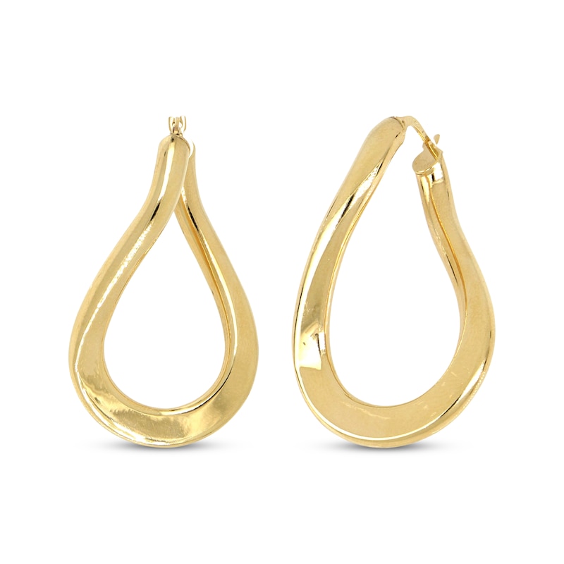 Twist Teardrop Hollow Hoop Earrings 10K Yellow Gold