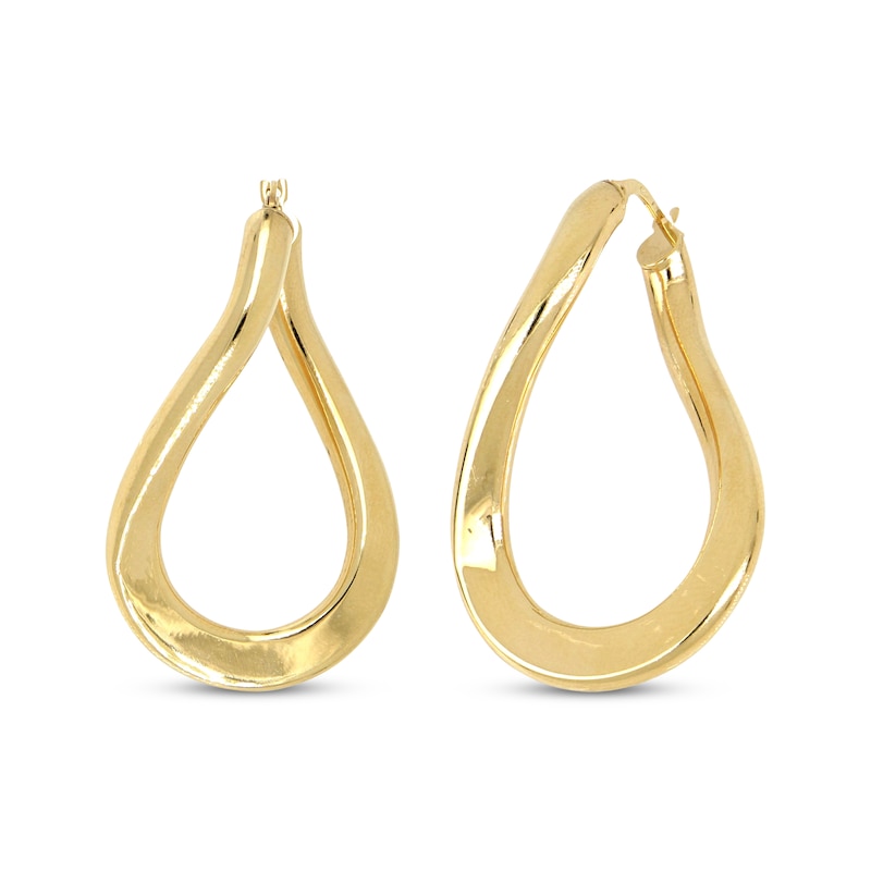 Main Image 1 of Twist Teardrop Hollow Hoop Earrings 10K Yellow Gold