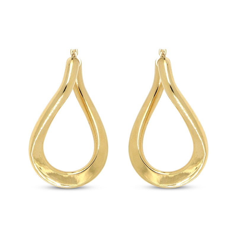 Main Image 2 of Twist Teardrop Hollow Hoop Earrings 10K Yellow Gold