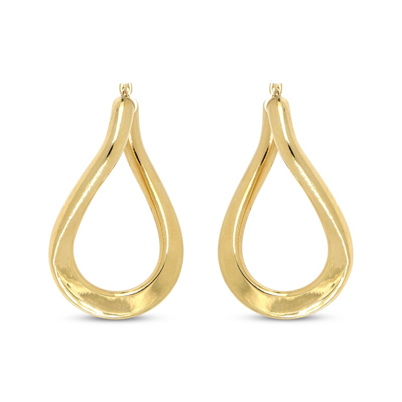 Twist Teardrop Hollow Hoop Earrings 10K Yellow Gold