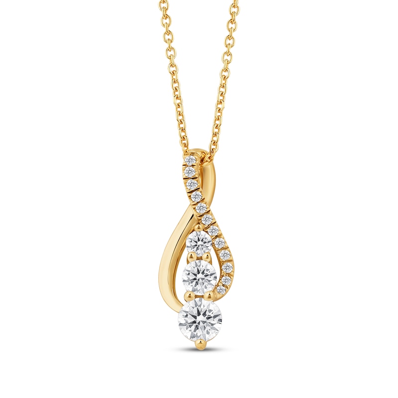 Main Image 1 of Diamond Three-Stone Infinity Necklace 1/2 ct tw 10K Yellow Gold 18"
