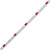 Thumbnail Image 2 of Emerald-Cut Lab-Created Ruby & White Lab-Created Sapphire Station Bracelet Sterling Silver 7.25"
