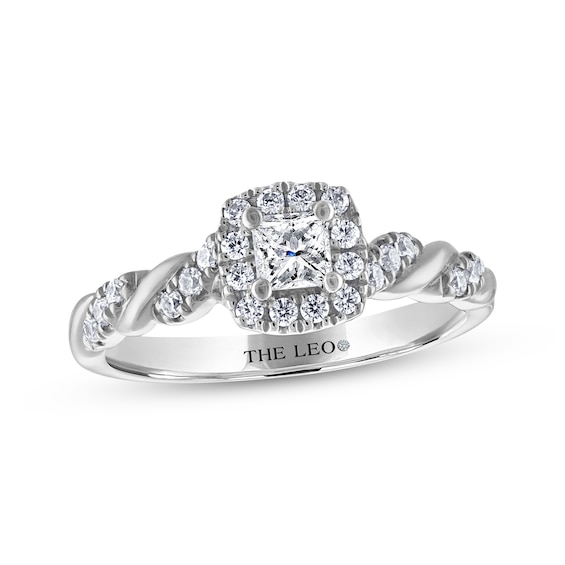 THE LEO Diamond Princess-Cut Twist Shank Engagement Ring 1/2 ct tw 14K White Gold