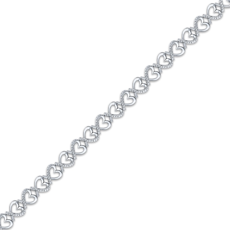 Main Image 2 of Diamond Heart Link Bracelet 1/2 ct tw Sterling Silver 7&quot;