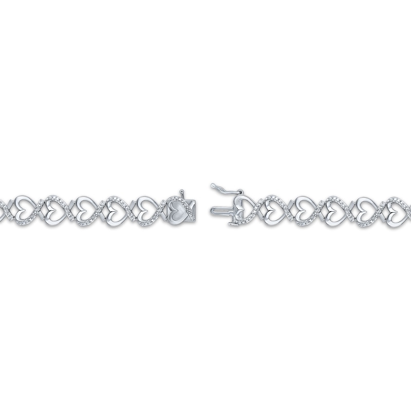 Main Image 3 of Diamond Heart Link Bracelet 1/2 ct tw Sterling Silver 7&quot;