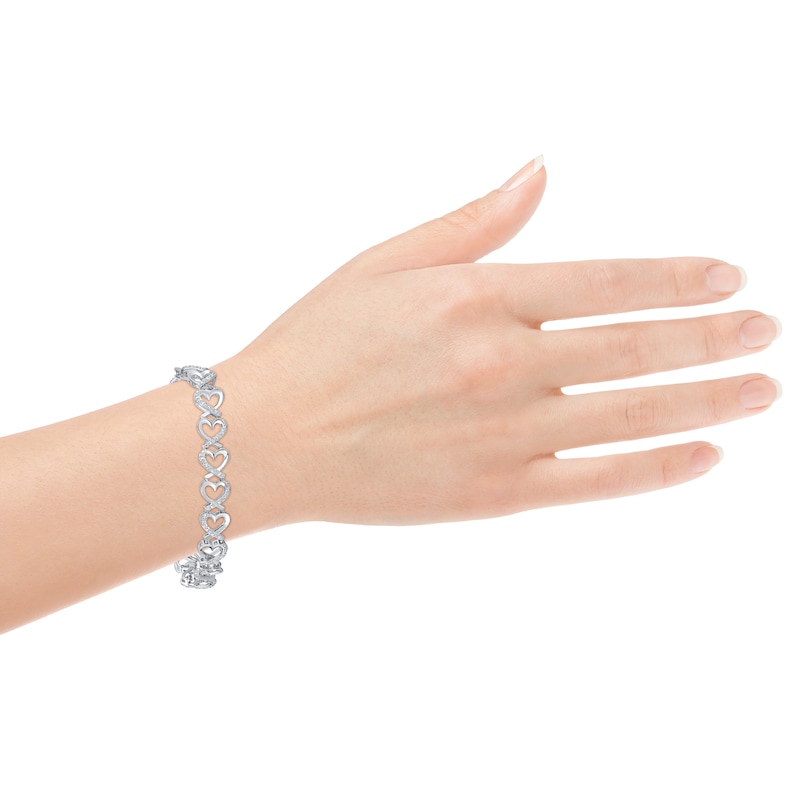 Main Image 4 of Diamond Heart Link Bracelet 1/2 ct tw Sterling Silver 7&quot;
