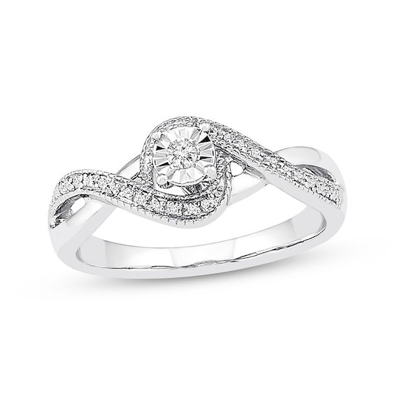 Diamond Bypass Promise Ring 1/15 ct tw Sterling Silver