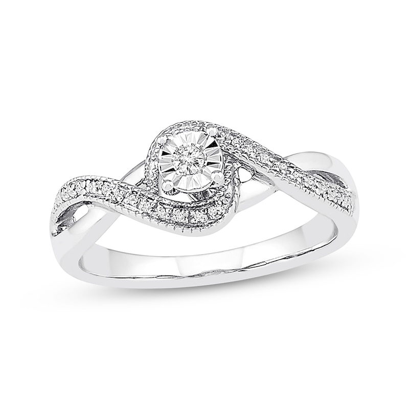 Main Image 1 of Diamond Bypass Promise Ring 1/15 ct tw Sterling Silver