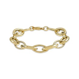 Alternating Oval Link Bracelet 10K Yellow Gold 7.5&quot;