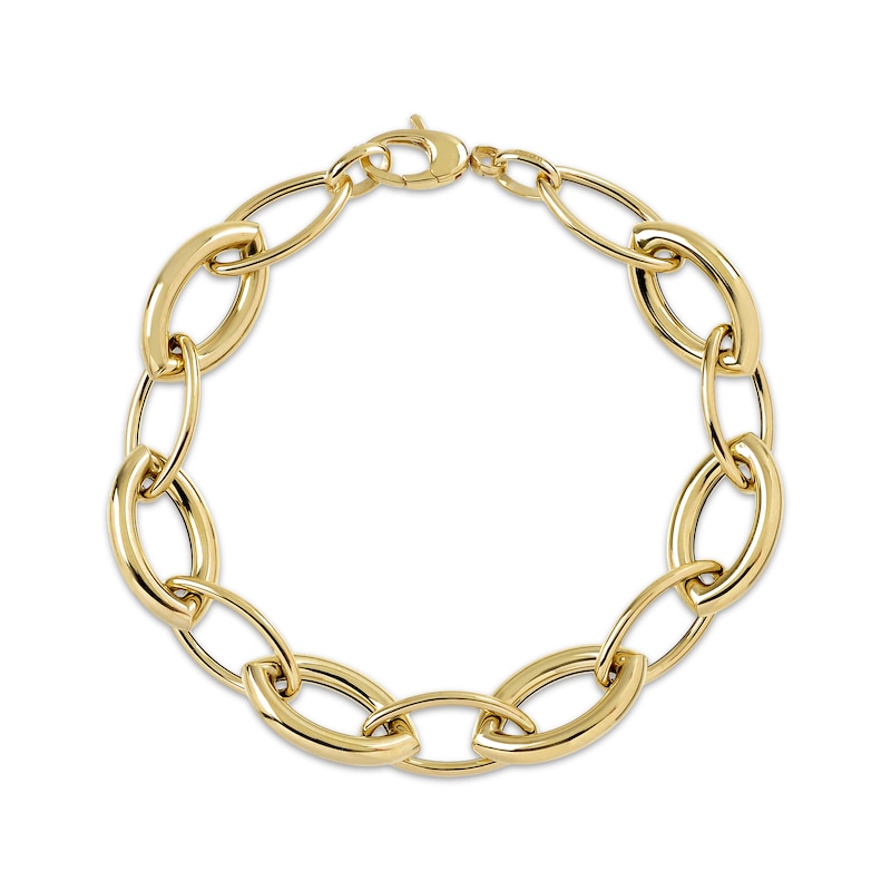 Main Image 2 of Alternating Oval Link Bracelet 10K Yellow Gold 7.5&quot;
