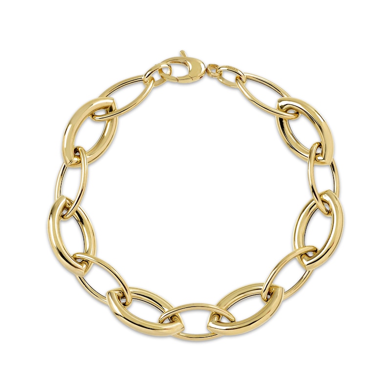 Alternating Oval Link Bracelet 10K Yellow Gold 7.5"