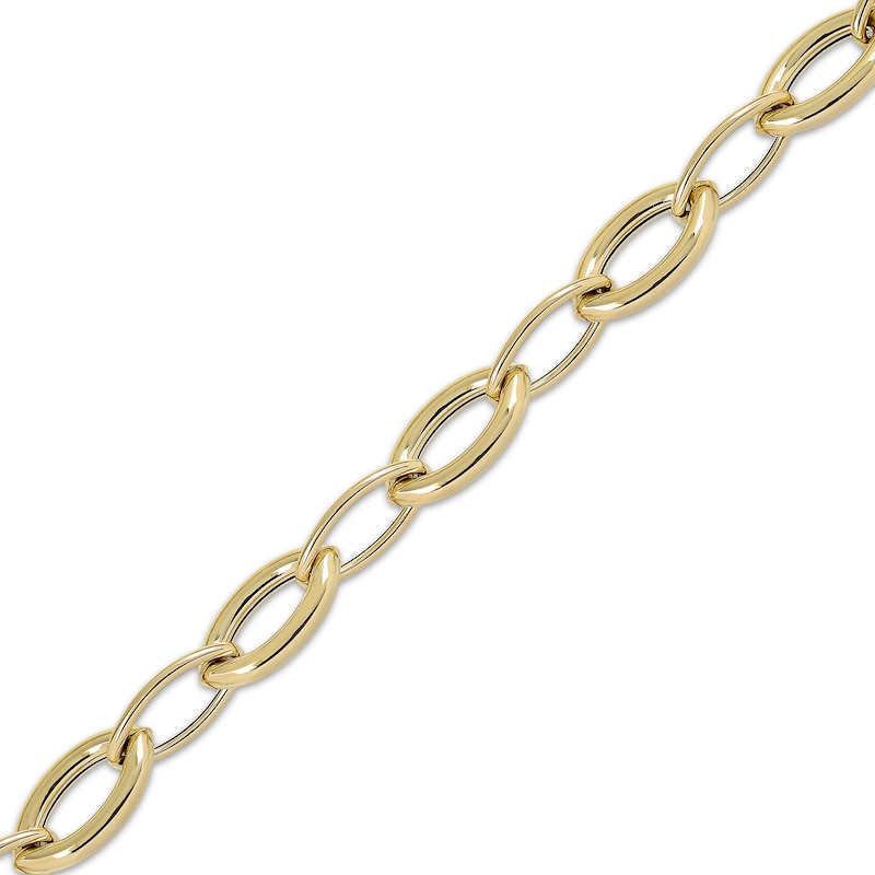 Alternating Oval Link Bracelet 10K Yellow Gold 7.5"