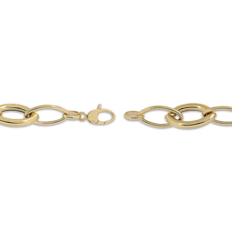 Alternating Oval Link Bracelet 10K Yellow Gold 7.5"