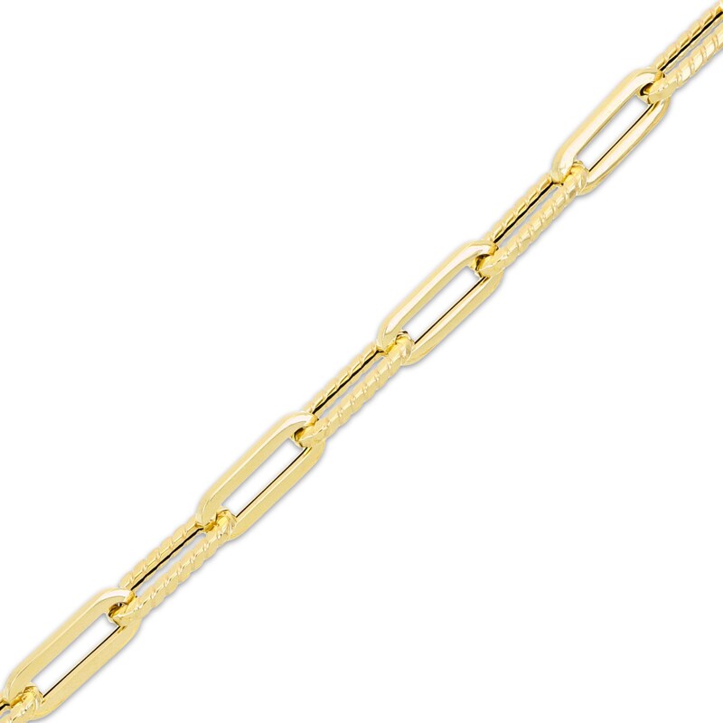 Main Image 2 of Textured Paperclip Chain Bracelet 2mm Hollow 10K Yellow Gold 8&quot;