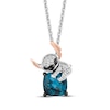 Thumbnail Image 1 of Disney Treasures Lilo & Stitch London Blue Topaz & Diamond Necklace 1/20 ct tw Sterling Silver & 10K Rose Gold 19&quot;