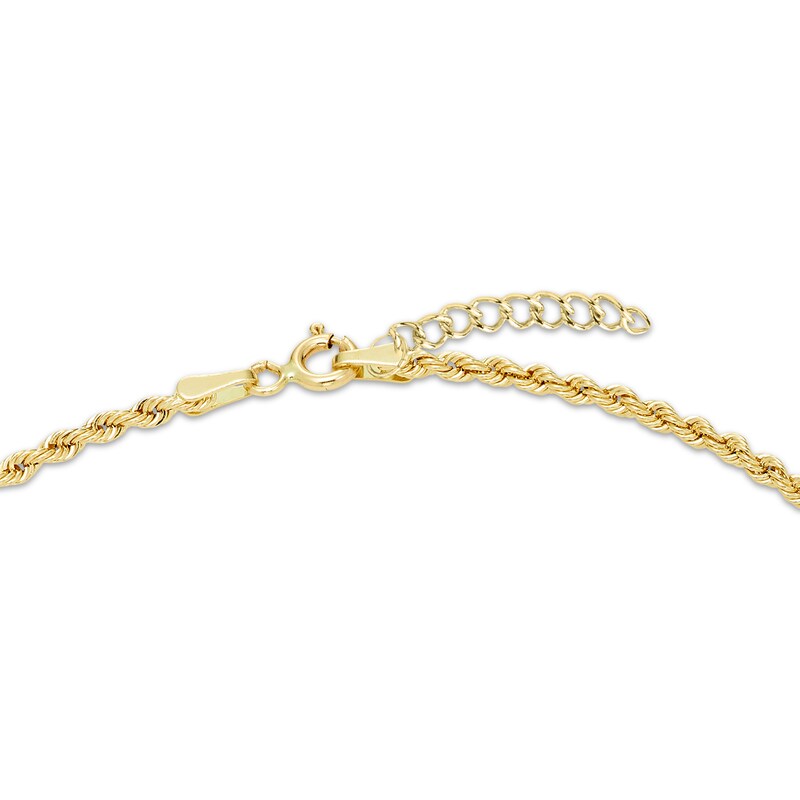 Main Image 4 of Rope Chain Bead Station Anklet 4mm Semi-Solid 10K Yellow Gold 9"