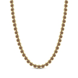 Men's Brown Multi-Diamond Link Necklace 4-1/2 ct tw 10K Yellow Gold 20"