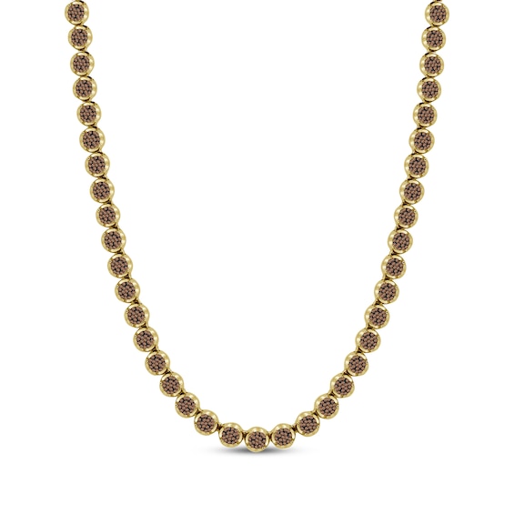 Men's Brown Multi-Diamond Link Necklace 4-1/2 ct tw 10K Yellow Gold 20"