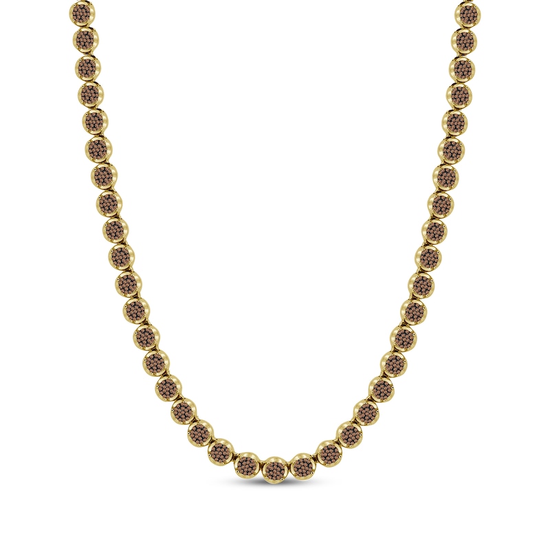 Main Image 1 of Men's Brown Multi-Diamond Link Necklace 4-1/2 ct tw 10K Yellow Gold 20&quot;