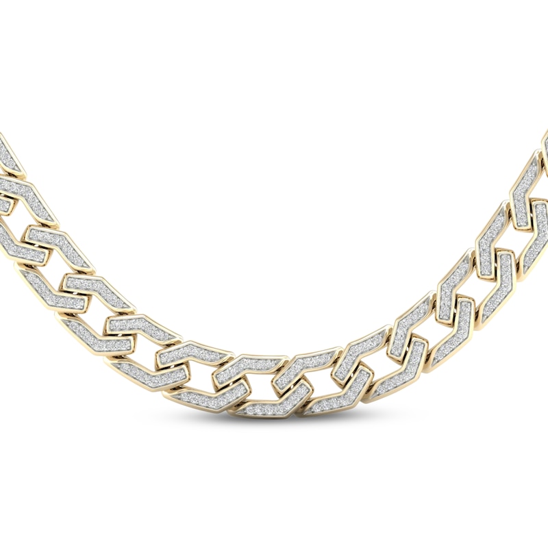 Main Image 1 of Men's Diamond Angled Curb Chain Necklace 3 ct tw 10K Yellow Gold 22&quot;