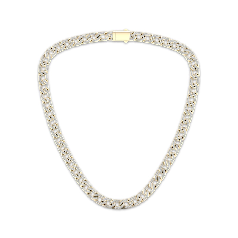 Main Image 2 of Men's Diamond Angled Curb Chain Necklace 3 ct tw 10K Yellow Gold 22&quot;