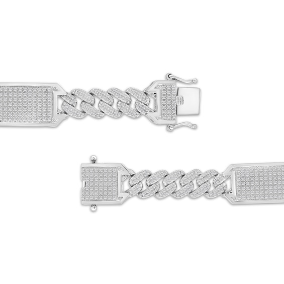 Thumbnail Image 3 of Men's Diamond Rectangle Station Curb Chain Bracelet 2 ct tw Sterling Silver 8.5"