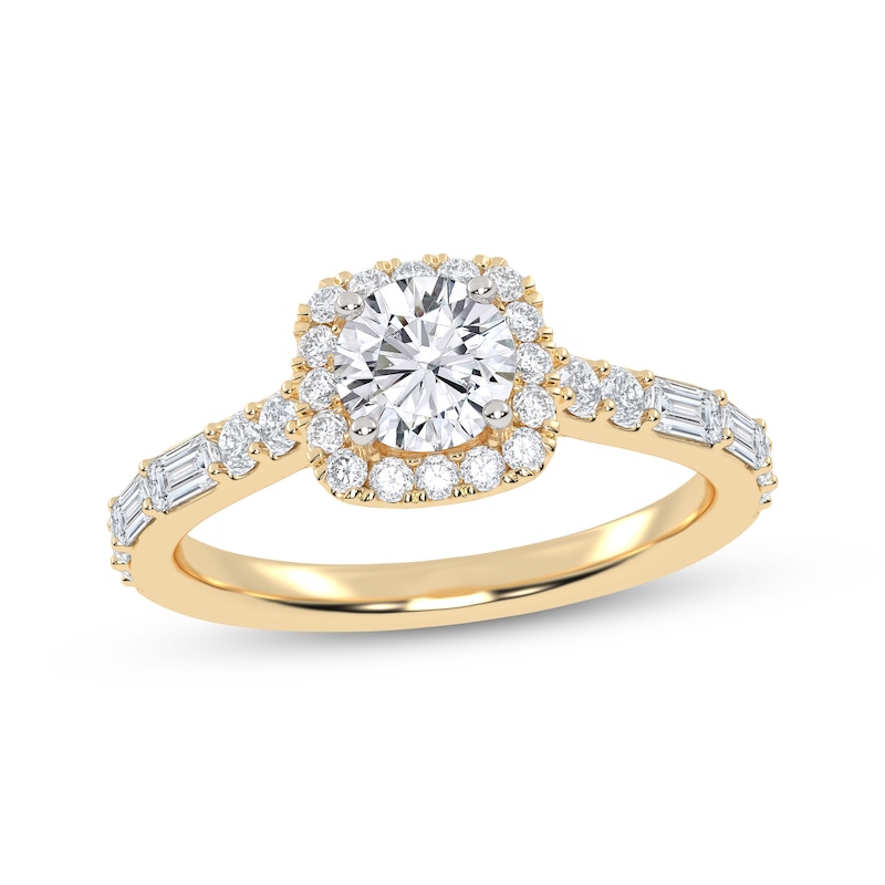 Main Image 1 of Now + Forever Lab-Grown Diamonds Round-Cut Halo Engagement Ring 1 ct tw 14K Yellow Gold