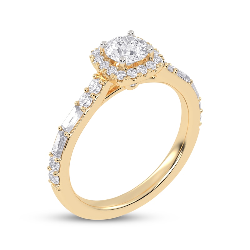 Main Image 2 of Now + Forever Lab-Grown Diamonds Round-Cut Halo Engagement Ring 1 ct tw 14K Yellow Gold