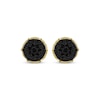 Thumbnail Image 2 of Men's Black Multi-Diamond Circle Stud Earrings 1/6 ct tw 10K Yellow Gold