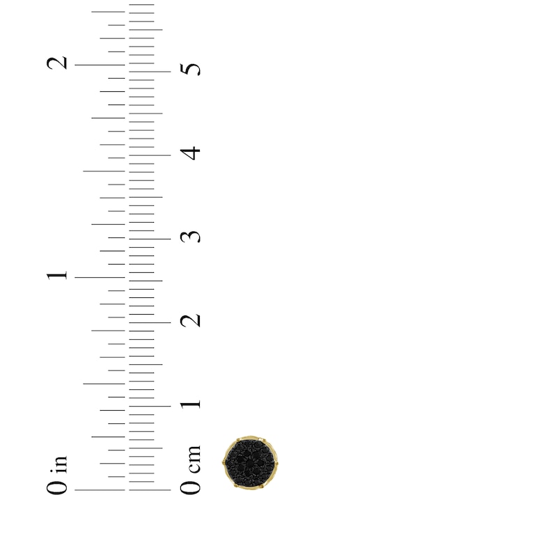 Main Image 4 of Men's Black Multi-Diamond Circle Stud Earrings 1/6 ct tw 10K Yellow Gold