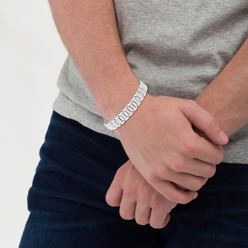 Main Image 4 of KAY Lab-Grown Diamonds Men's Link Bracelet 5 ct tw 10K White Gold 8.5&quot;