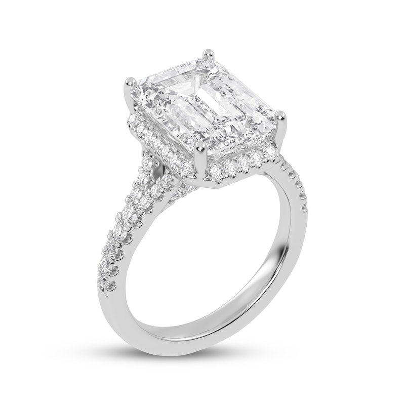 Main Image 2 of Now + Forever Lab-Grown Diamonds Emerald-Cut Halo Engagement Ring 5-1/2 ct tw 14K White Gold