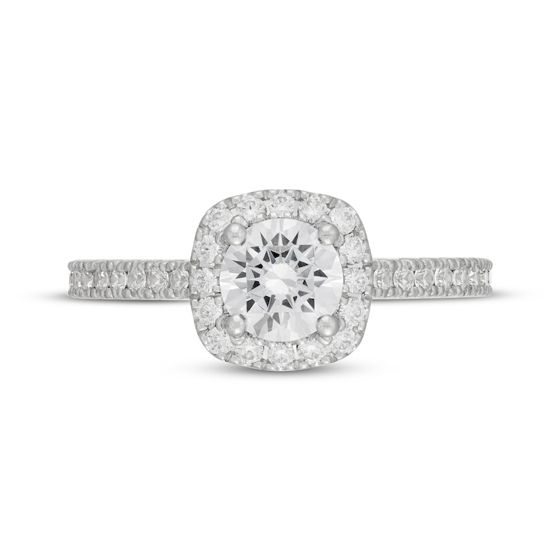 Main Image 3 of Neil Lane Round-Cut Diamond Cushion Halo Engagement Ring 1-3/8 ct tw 14K White Gold