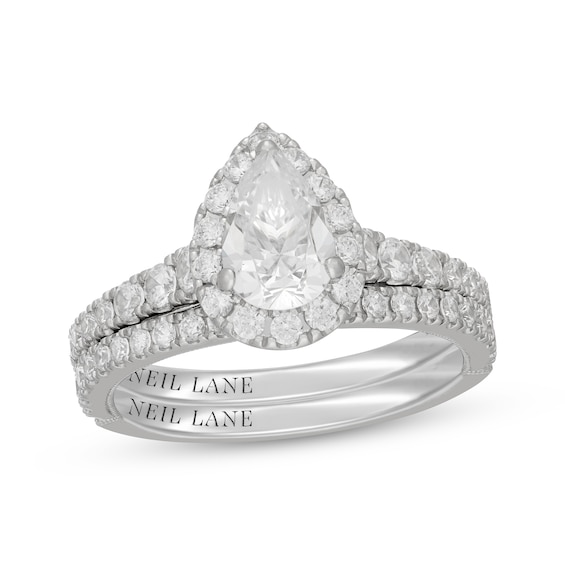 Neil Lane Pear-Shaped Diamond Halo Bridal Set 1-7/8 ct tw 14K White Gold