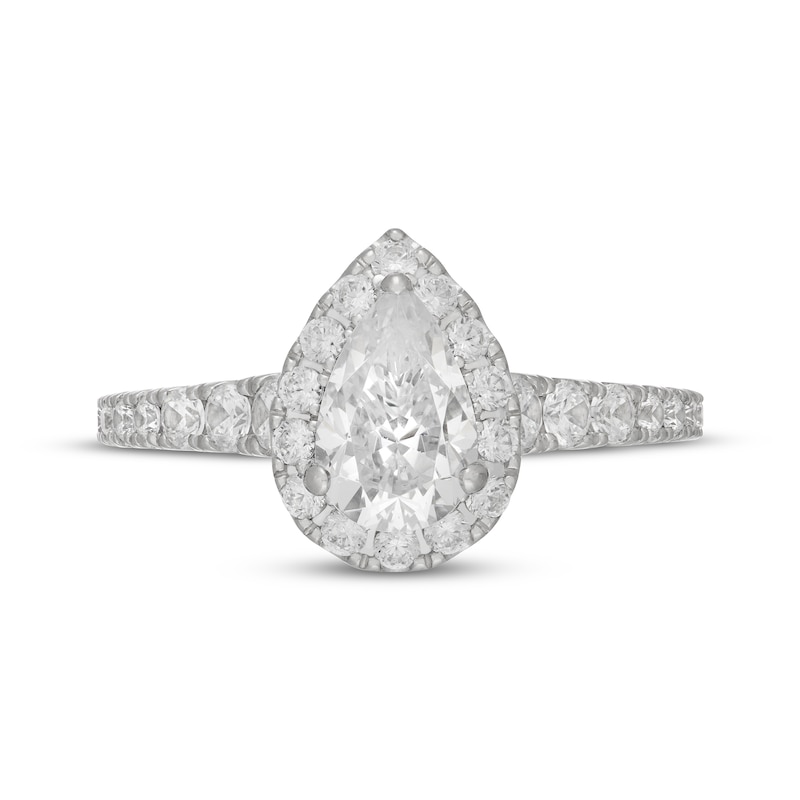Main Image 6 of Neil Lane Pear-Shaped Diamond Halo Engagement Ring 1-5/8 ct tw 14K White Gold
