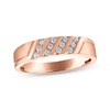 Thumbnail Image 1 of Now + Forever Men's Diamond Diagonal Four-Row Wedding Band 1/6 ct tw 10K Rose Gold