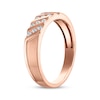 Thumbnail Image 2 of Now + Forever Men's Diamond Diagonal Four-Row Wedding Band 1/6 ct tw 10K Rose Gold