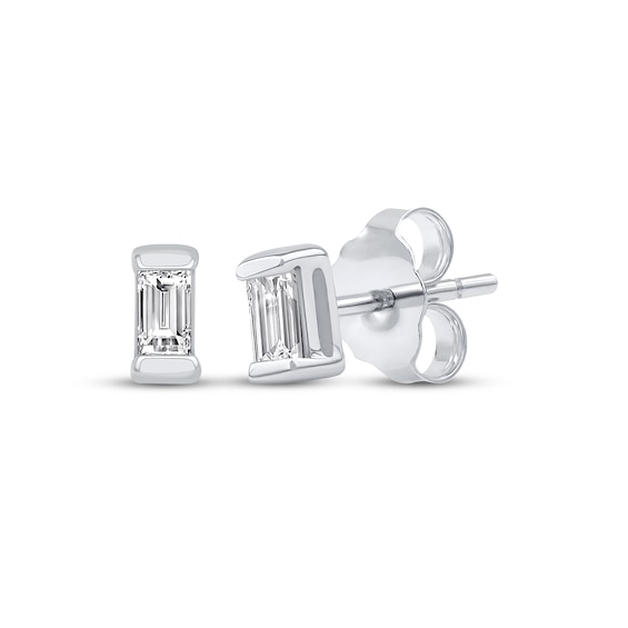 Baguette-Cut Diamond Solitaire Stud Earrings 1/15 ct tw 14K White Gold (I/I2)