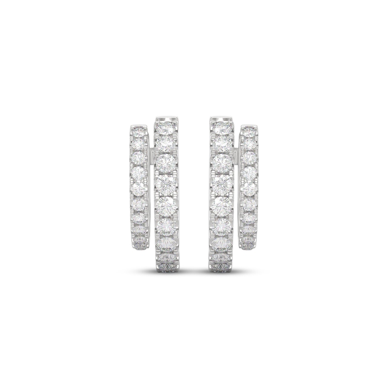 Main Image 2 of THE LEO Diamond Double Hoop Earrings 1 ct tw 14K White Gold