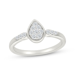 KAY Lab-Grown Diamonds Multi-Stone Pear-Shaped Promise Ring 1/5 ct tw Sterling Silver
