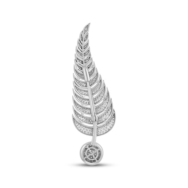 Main Image 2 of Men's Diamond Feather Brooch 1 ct tw Sterling Silver