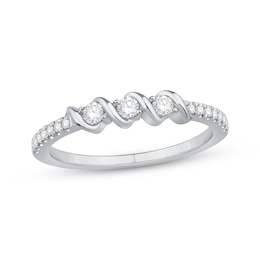 Now + Forever Diamond Three-Stone Anniversary Ring 1/4 ct tw 10K White Gold