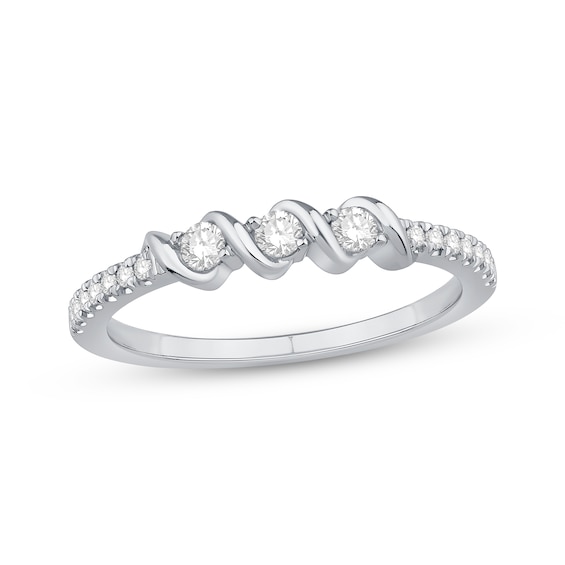 Now + Forever Diamond Three-Stone Anniversary Ring 1/4 ct tw 10K White Gold