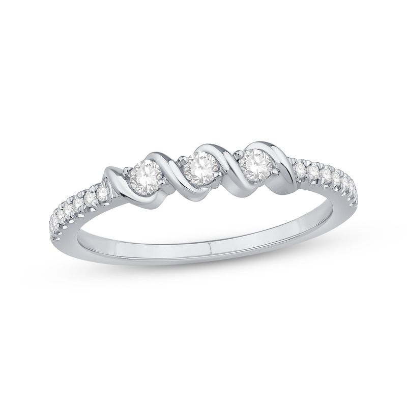 Main Image 1 of Now + Forever Diamond Three-Stone Anniversary Ring 1/4 ct tw 10K White Gold