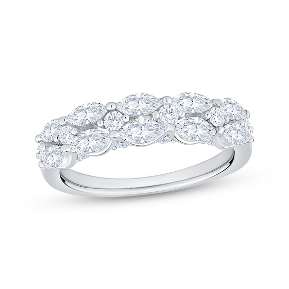 Now + Forever Marquise & Round-Cut Diamond Anniversary Ring 1-1/5 ct tw 14K White Gold