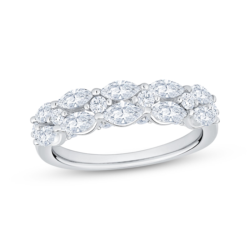 Main Image 1 of Now + Forever Marquise & Round-Cut Diamond Anniversary Ring 1-1/5 ct tw 14K White Gold
